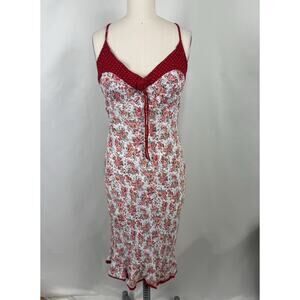 Vintage Newport News Size 14 Slip PolkaDot Floral Feminine Dress Elegant Simple